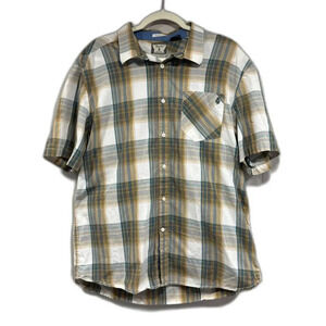 Volcom Men's Plaid Short Sleeve Button-Up Shirt - XL - Gray, Blue, Ivory